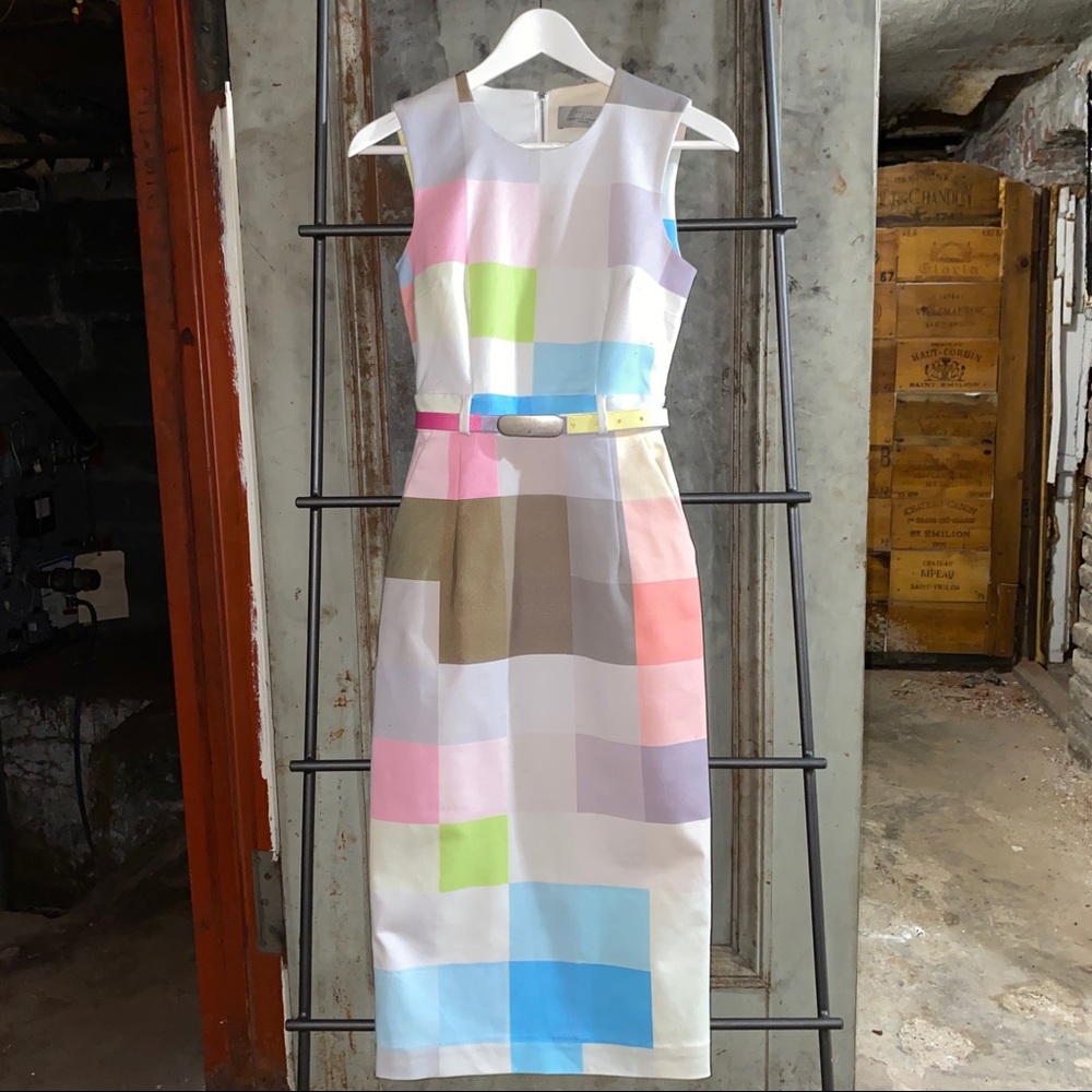 Preen Pastel White Colorblock Pencil Skirt Dress